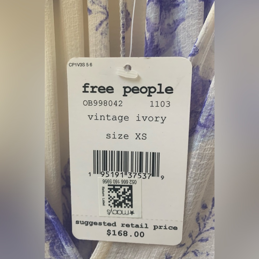 Free People Maxi Dress Ivory/Purple/Blue - Picture 9 of 12